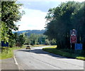 Six traffic signs alongside the A4042 SW of Little Mill