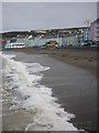 SN5881 : Clearing shingle, Aberystwyth North Beach by Christopher Hilton