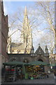 Flower stall in front of St Mary Abbots Church