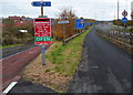 Path junction at the western approach to the Wye Bridge, Chepstow