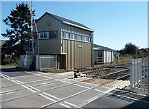 SO4383 : Craven Arms Crossing signalbox by Jaggery