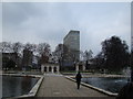 View of the Fountains Pavilion and Royal Lancaster Hotel from the Italian Gardens