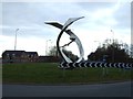 Roundabout with sculpture on the A577