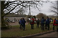 Walkers congregating on the village green