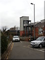 Lift access tower - Leominster station footbridge