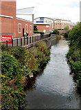 SO8376 : River Stour upstream from Kidderminster Fire Station by Jaggery