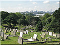 SP0891 : Tombs and towers: a view of Birmingham from Witton Cemetery by Robin Stott