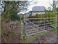 Footpath reaches the houses of Otterbourne