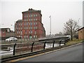 The disused Clanrye Mills viewed across the Newry Canal