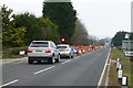 Temporary traffic lights on the A40 near Huntley