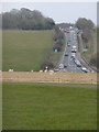 SU1242 : Stonehenge: the A303 approaches from the east by Chris Downer