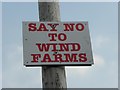 "Say no to wind farms" sign, Faccary