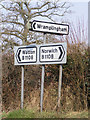 TG1107 : Roadsigns on the B1108 Watton Road by Geographer