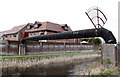 Pipe bridge over the canal