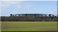 A view across a field of the Acton Grange viaduct