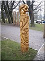 NZ0516 : Another wood carving in Bowes' Museum garden by Stanley Howe