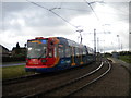 Tram approaching Crystal Peaks tram stop