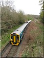 SH5938 : Train entering Minffordd station by Gareth James