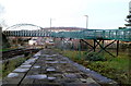 ST0789 : Railway footbridge and access ramp, Pontypridd railway station by Jaggery