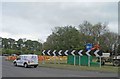 Roundabout ahead on the A15 heading for the Humber Bridge