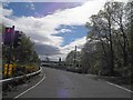 Traffic lights controlling railway bridge on the A85