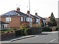 Solar panels on a house roof