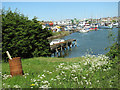 Boats and dilapidated landing stage, Lake Lothing