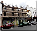 Scaffolding on former Stead & Simpson, Brecon