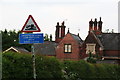 Warning sign at Moortown level crossing