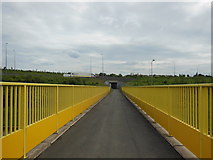 SE4624 : Holmfield Lane Bridge over the M62 leading to the Tunnel Under the Westbound Slip Road by Bill Henderson