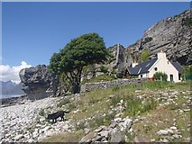 NG5113 : A cottage under the cliffs, Elgol by Andrew Hill