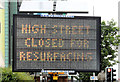 J3474 : "Road closed" sign, Belfast (1) by Albert Bridge