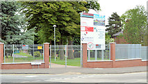 J3874 : School gates, Belfast by Albert Bridge
