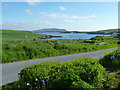 HU3721 : The road at Ireland with view to the St Ninian's Isle tombolo by Ruth Sharville
