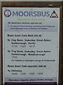 The Moorsbus Timetable at the Buck Inn, Chop Gate