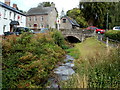 Stream, bridge and pub, Llangors