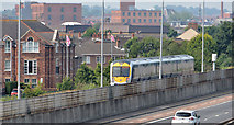 J3675 : Railway wall and fence, Sydenham, Belfast by Albert Bridge