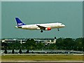 TQ0576 : SAS airliner, north runway, London Heathrow Airport by Brian Robert Marshall