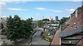 View of Tesco and blocks of flats off Bruce Road from the balcony of the House Mill