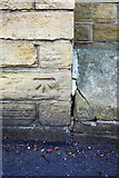 SE2934 : Benchmark on buttress of #160a Woodhouse Lane by Roger Templeman