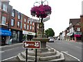 Fountain and old sign post