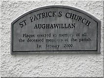 H1614 : Plaque, St Patrick's Church by Kenneth  Allen