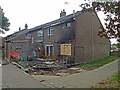 Fire damaged house, Skelmersdale Walk, Bewbush, Crawley