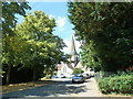 TQ1949 : Looking along Wheelers Lane towards Christ Church, Brockham by Basher Eyre