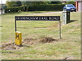 TG2902 : Framingham Earl Road sign by Geographer
