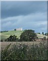 View from Stichill Home Farm to Hume Castle