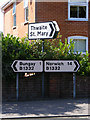 Roadsigns on the B1332 Norwich Road