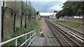 View of the DLR tracks heading towards Devons Road station