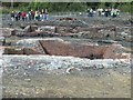 Inclined brickwork at Cyfarthfa Ironworks excavation