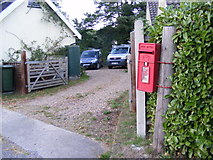 TM0981 : Hall Lane Postbox & entrance to Witsend by Geographer